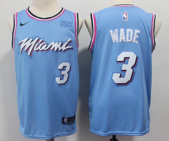 Men's Miami Heat #3 Dwyane Wade Blue Basketball Jersey