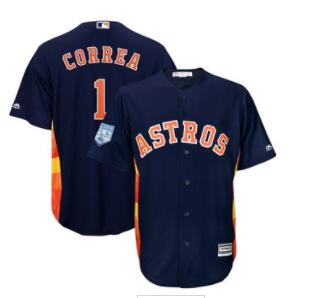 Men's Houston Astros 1 Carlos Correa Majestic Navy 2019 Spring Training Cool Base Player Jersey