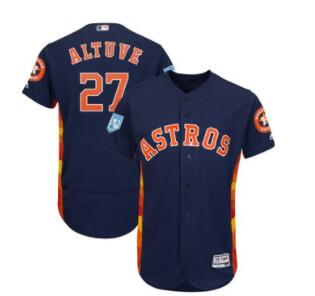 Men's Houston Astros 27 Jose Altuve Majestic Navy 2019 Spring Training Flex Base Player Jersey