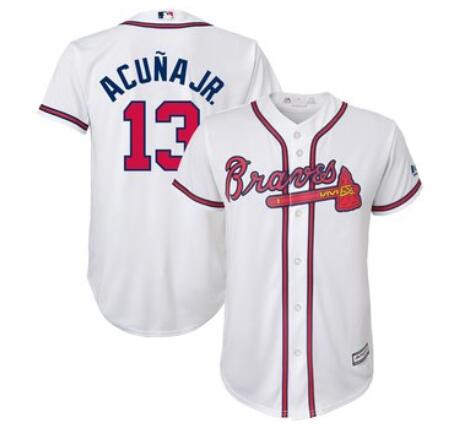 Men Atlanta Braves Ronald Acuna Jr. Majestic White Jersey