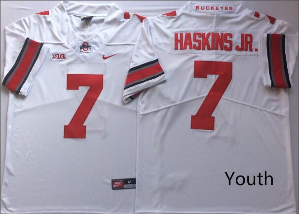 Youth Ohio State Buckeyes White #7 HASKINS JR. Jersey