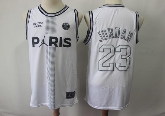 Men's Paris Jordan  #23 White Basketball Jersey