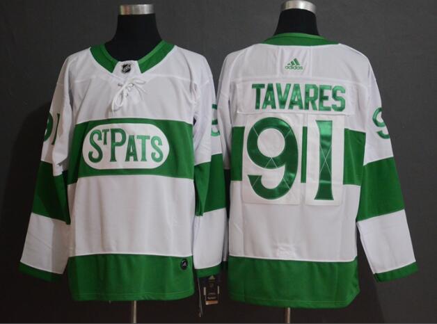 Men's Toronto Maple Leafs #91 John Tavares Toronto St. Pats Road Authentic Player White Jersey