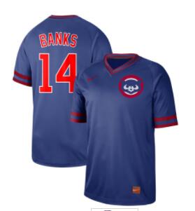 Men's Chicago Cubs 14 Ernie Banks Blue Throwback Jersey