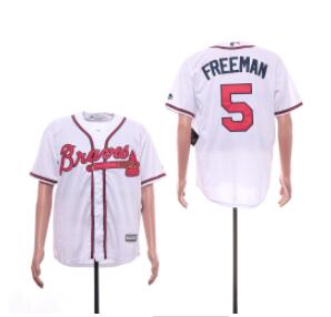 Men's Atlanta Braves 5 Freddie Freeman White Cool Base Jersey