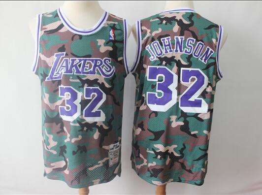 Lakers Men #32 Magic Johnson Camo 2018-19 Hardwood Classics Jersey