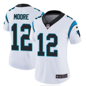 Nike Panthers #12 DJ Moore White Women's Stitched NFL Vapor Untouchable Limited Jersey