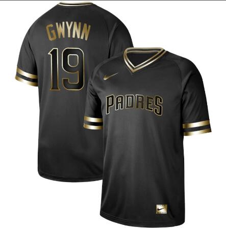 Men  San Diego Padres 19 Tony Gwynn Black Jersey