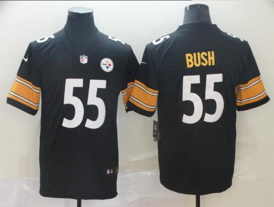 Men 55# Devin Bush Pittsburgh Steelers Nike 2019 NFL Draft Jersey Black