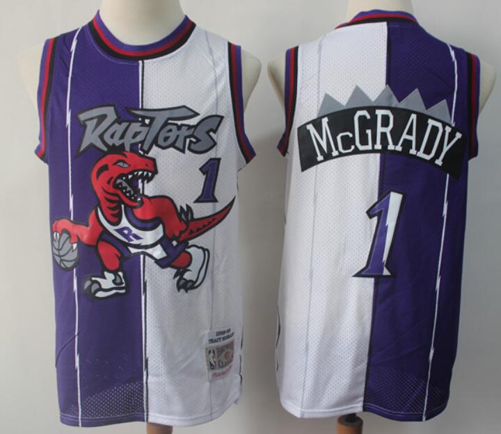 Men Toronto Raptors 1 Tracy McGrady  Split Jersey