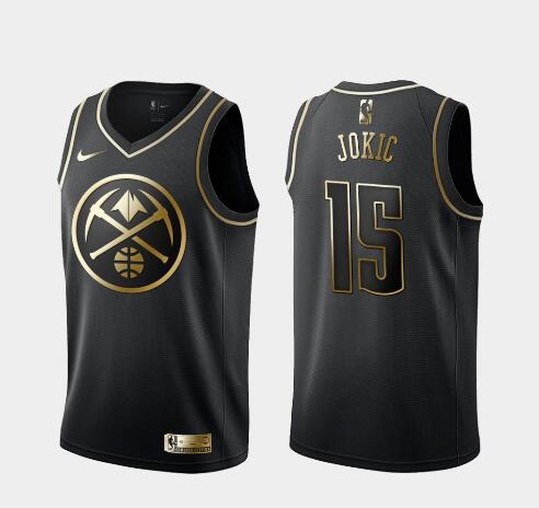 men's nuggets nikola jokic black golden edition jersey