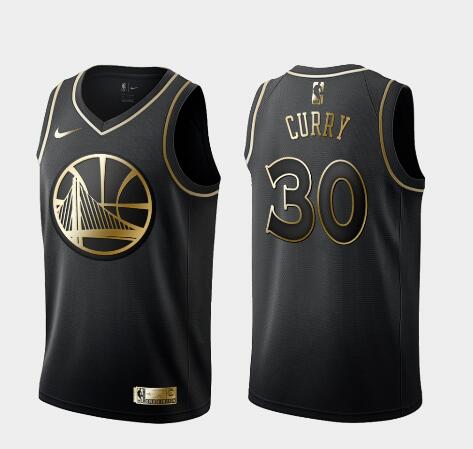 Men warriors stephen curry black golden edition jersey