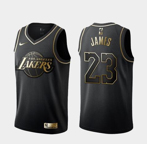 men's lakers lebron james black golden edition jersey