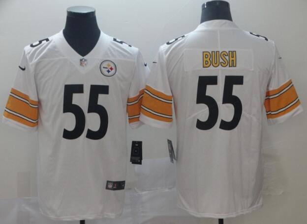 Men 55# Devin Bush Pittsburgh Steelers Nike 2019 NFL Draft Jersey White