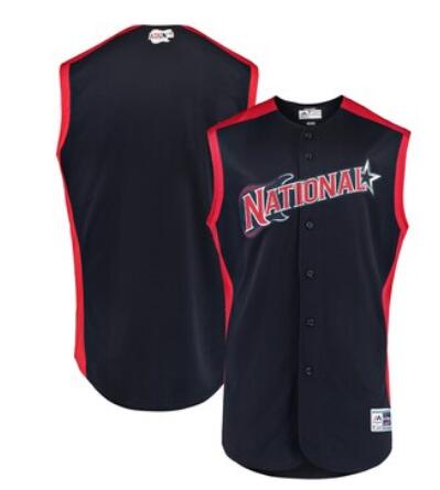 Men's National League Majestic Navy/Red 2019 MLB All-Star Workout Team Jersey