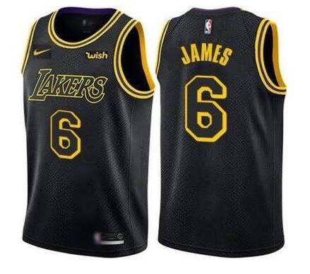 men's lakers lebron james 6# Jersey Black