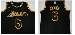 men's lakers lebron james 6# Jersey Black