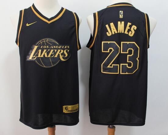 men's lakers lebron james black golden edition jersey