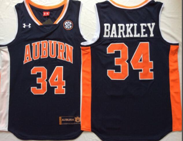 2019 new arrive CHARLES BARKLEY 34 Auburn college University Navy jERSEY