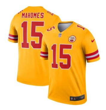 Men's Kansas City Chiefs Patrick Mahomes Nike Gold Inverted Legend Jersey