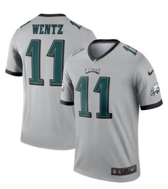 Men's Philadelphia Eagles Carson Wentz Nike Silver Inverted Legend Jersey