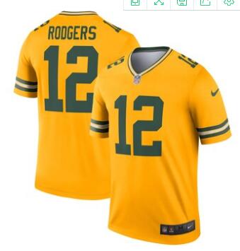 Men's Green Bay Packers Aaron Rodgers Nike Gold Inverted Legend Jersey