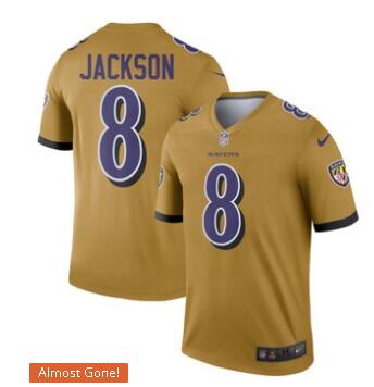 Men's Baltimore Ravens Lamar Jackson Nike Gold Inverted Legend Jersey