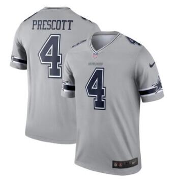 Men's Dallas Cowboys Dak Prescott Nike Gray Inverted Legend Jersey
