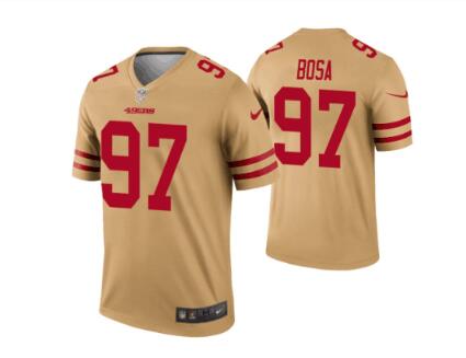 Men's San Francisco 49ers 97 Nick Bosa Stitched  Nike Gold Inverted Legend Jersey