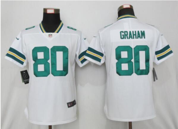 Women New Nike Green Bay Packers 80 Graham White 2017 Vapor Untouchable Elite Player Jersey