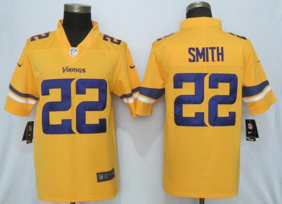 NEW Nike Minnesota Vikings 22 Smith 2019 Vapor Untouchable Nike Gold Inverted Legend Jersey