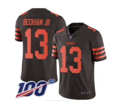 Cleveland Browns #13 Odell Beckham Jr Brown Men's Stitched Football Limited Rush 100th Season Jersey