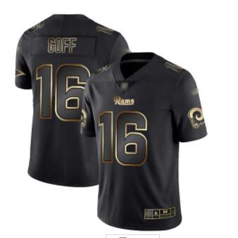 Rams #16 Jared Goff Black Gold Men's Stitched Football Vapor Untouchable Limited Jersey