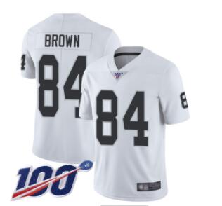 Raiders #84 Antonio Brown White Men's Stitched Football 100th Season Vapor Limited Jersey