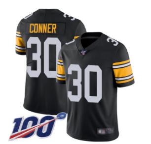 Steelers #30 James Conner Black Alternate Men's Stitched Football 100th Season Vapor Limited Jersey