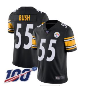 Steelers #55 Devin Bush Black Team Color Men's Stitched Football 100th Season Vapor Limited Jersey