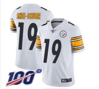 Steelers #19 JuJu Smith-Schuster White Men's Stitched Football 100th Season Vapor Limited Jersey