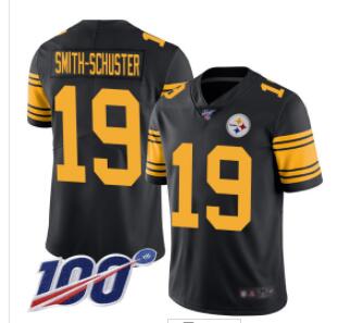 Steelers #19 JuJu Smith-Schuster Black Men's Stitched Football Limited Rush 100th Season Jersey