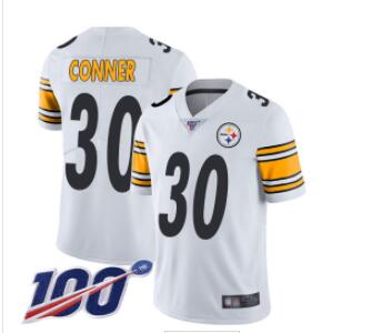 Steelers #30 James Conner White Men's Stitched Football 100th Season Vapor Limited Jersey