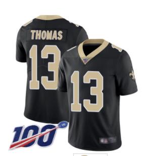 Saints #13 Michael Thomas Black Team Color Men's Stitched Football 100th Season Vapor Limited Jersey