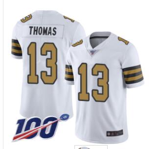 Saints #13 Michael Thomas White Men's Stitched Football Limited Rush 100th Season Jersey