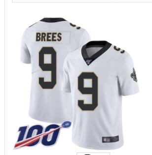 Saints #9 Drew Brees White Men's Stitched Football 100th Season Vapor Limited Jersey