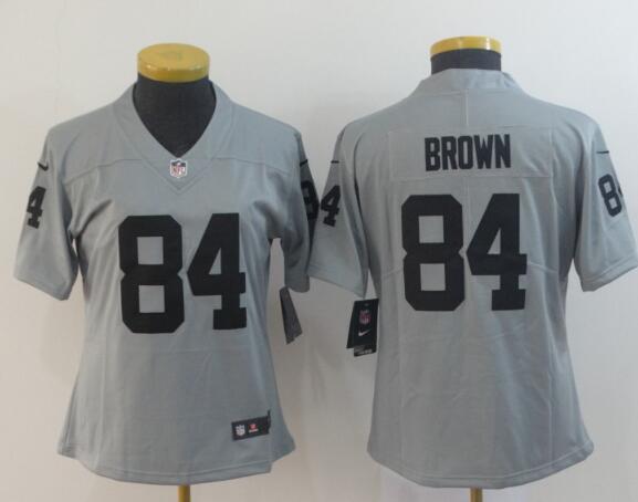 Raiders #84 Antonio Brown   women Gray Jersey