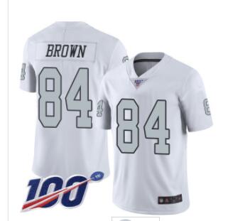 Raiders #84 Antonio Brown White Men's Stitched Football Limited Rush 100th Season Jersey