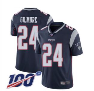 Patriots #24 Stephon Gilmore Navy Blue Team Color Men's Stitched Football 100th Season Vapor Limited Jersey