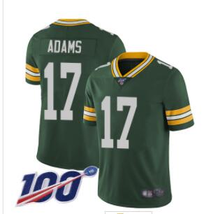 Packers #17 Davante Adams Green Team Color Men's Stitched Football 100th Season Vapor Limited Jersey