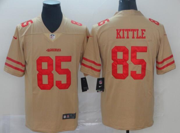 Men's San Francisco 49ers 85 Kittle Stitched Nike Gold Inverted Legend Jersey