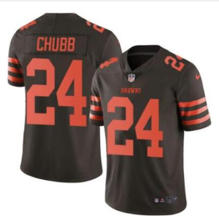 Youth Kids Nike Browns #24 Nick Chubb Brown Stitched NFL Limited Rush Jersey