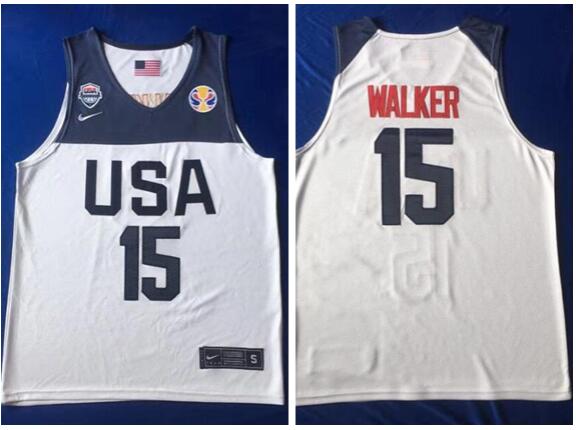 2019 World Cup USA Team Basketball Kemba 15 Walker jersey