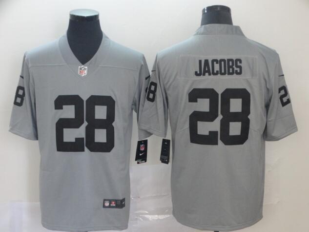 Nike Raiders #28 Josh Jacobs Silver Men's Stitched NFL Limited Inverted Legend Jersey